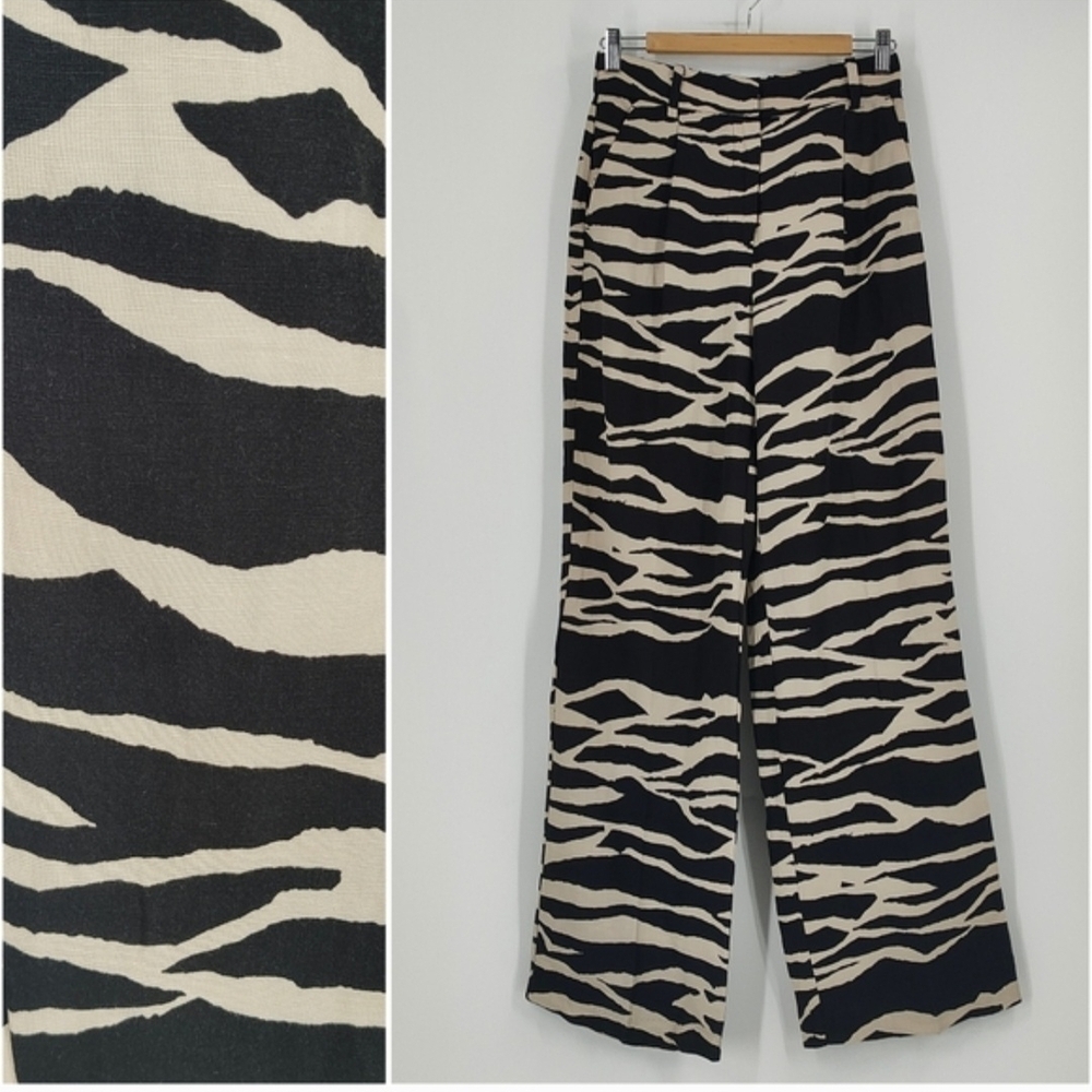 H&M Black and Cream Patterned Pants